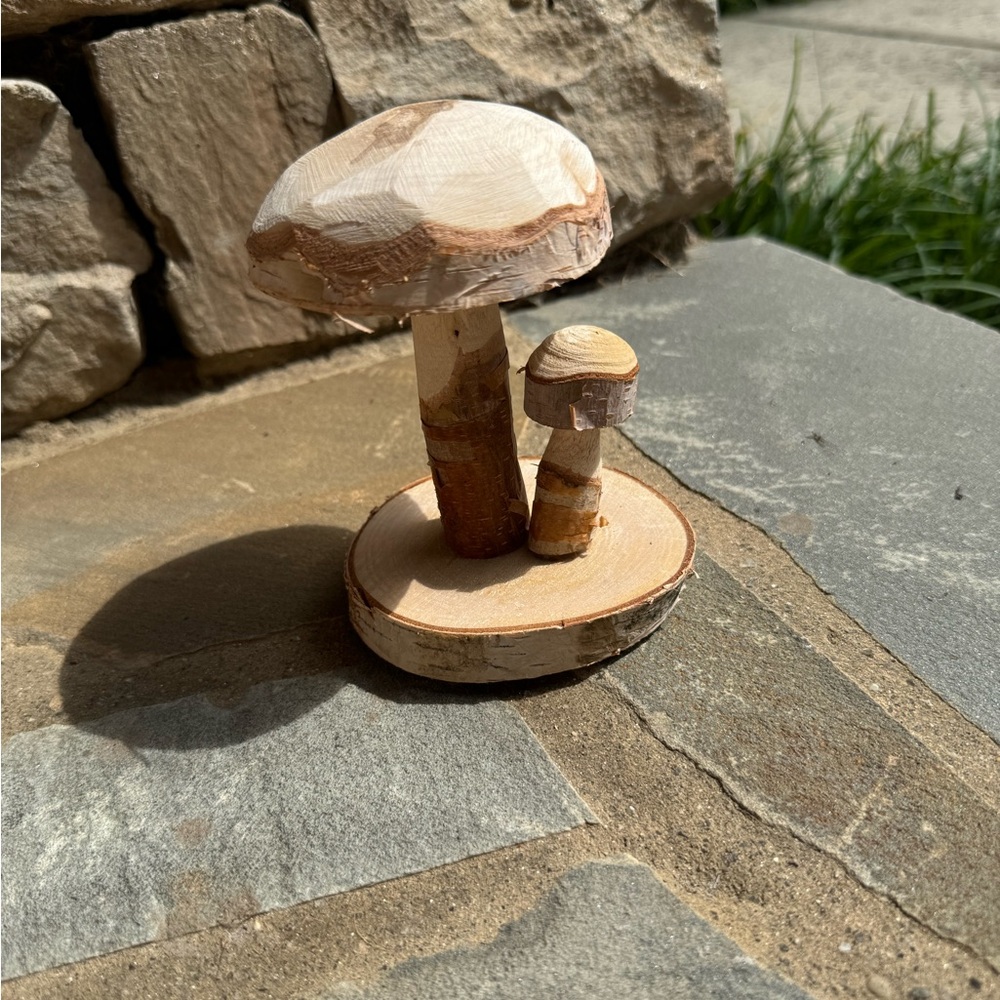 Anthropologie Carved Oak Mushrooms - Picture 3 of 3
